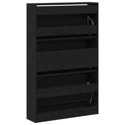 Skoskåp med hylla Svart Ek 80 x 21 x 125,5 cm Konstruerat trä