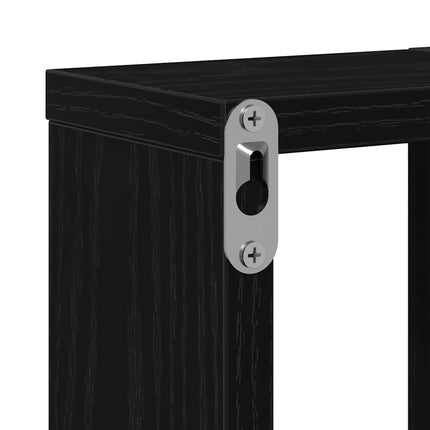 Vägg hylla Väggmonterad med lagring Svart Ek 104.5 x 43 x 10 cm
