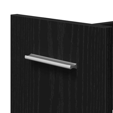 Skåp med hjul Svart Ek 60 x 22 x 79 cm