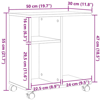 Sidobord med hylla Gammalt trä 50 x 30 x 55 cm Konstruerat trä