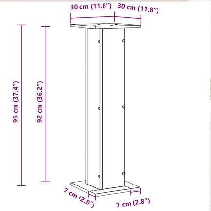 Växtställ 2 pcs Svart Ek 30 x 30 x 95 cm Konstruerat trä