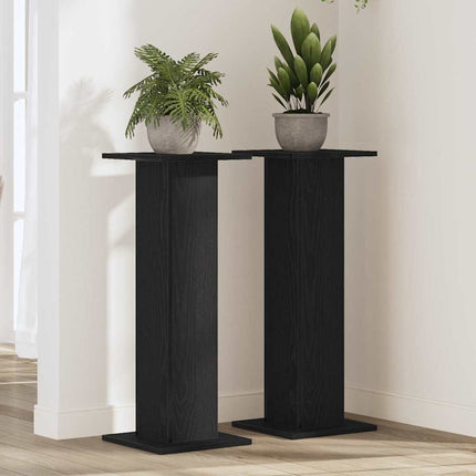 Växtställ 2 pcs Svart Ek 30 x 30 x 80 cm Konstruerat trä