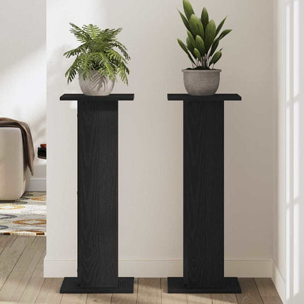 Växtställ 2 pcs Svart Ek 30 x 30 x 80 cm Konstruerat trä