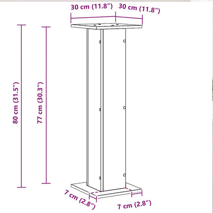 Växtställ 2 pcs Svart Ek 30 x 30 x 80 cm Konstruerat trä