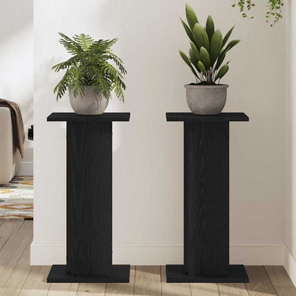 Växtställ 2 pcs Svart Ek 30 x 30 x 60 cm Konstruerat trä