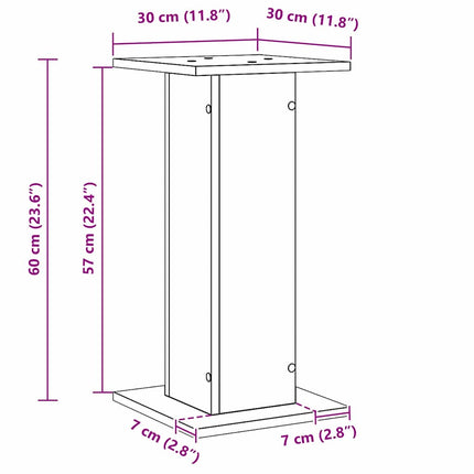 Växtställ 2 pcs Svart Ek 30 x 30 x 60 cm Konstruerat trä