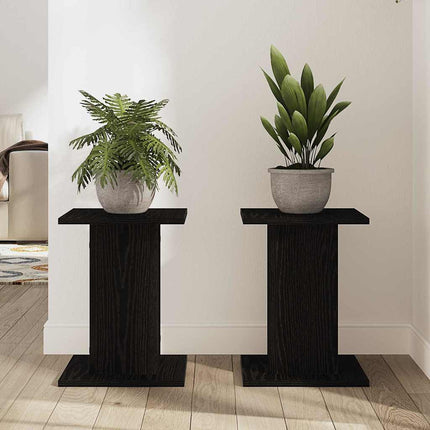 Växtställ 2 pcs Svart Ek 30 x 30 x 40 cm Konstruerat trä