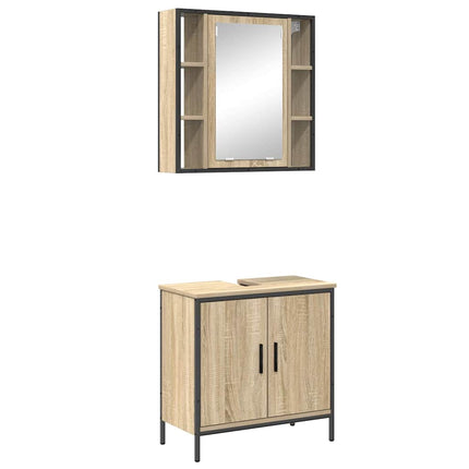 Badrumsmöbelset 2 st Brun 60 x 30 x 60 cm Konstruerat trä