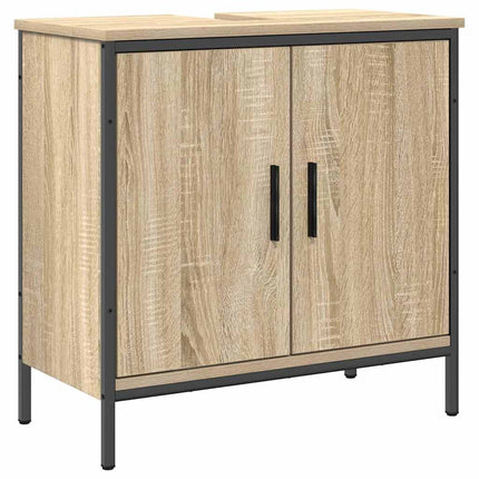 Badrumsmöbelset med hylla med dörr 2 pcs Brun Konstruerat trä