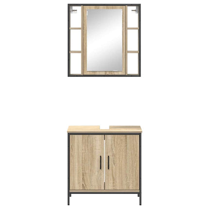 Badrumsmöbelset 2 st Brun 60 x 30 x 60 cm Konstruerat trä