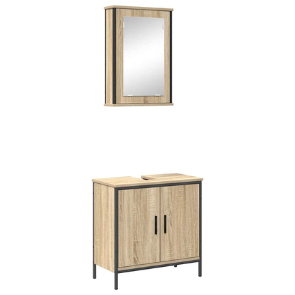Badrumsmöbelset 2 st Brun 60 x 30 x 60 cm Konstruerat trä