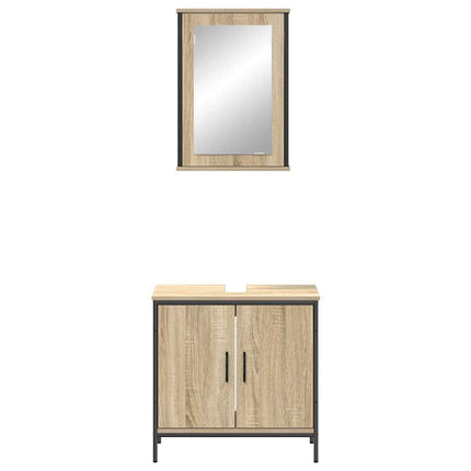 Badrumsmöbelset 2 st Brun 60 x 30 x 60 cm Konstruerat trä