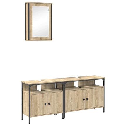 Badrumsmöbelset 3 st Brun 80 x 30 x 60 cm Konstruerat trä