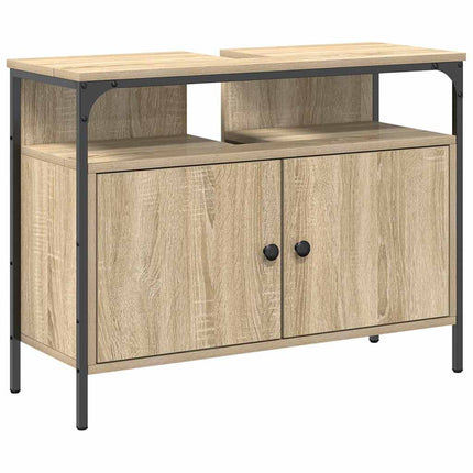 Badrumsmöbelset med hylla med dörr 3 pcs Brun Konstruerat trä