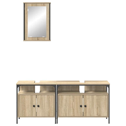 Badrumsmöbelset 3 st Brun 80 x 30 x 60 cm Konstruerat trä