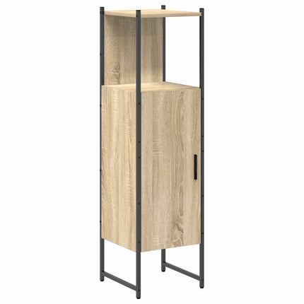Badrumsmöbelset med hylla med dörr 3 pcs Brun Konstruerat trä