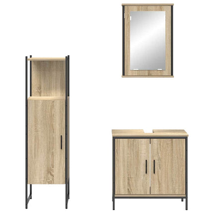 Badrumsmöbelset med hylla med dörr 3 pcs Brun Konstruerat trä