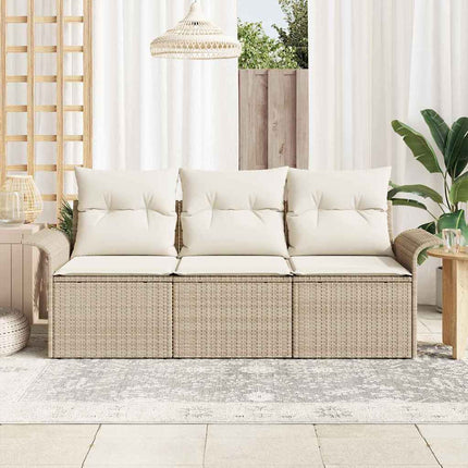 Soffset med kudde 3 pcs Beige och gräddfärgad konstrotting
