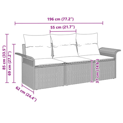 Soffset med kudde 3 pcs Svart och blå konstrotting