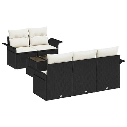 Soffset med kudde 6 pcs Svart konstrotting