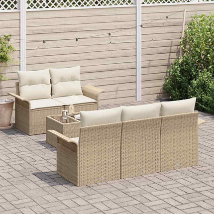 Soffset med kudde 6 pcs Beige konstrotting