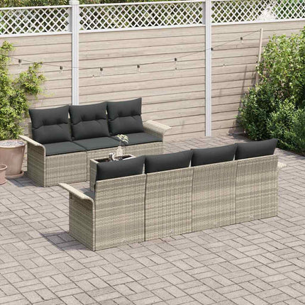 Trädgårdsoffset med kudde 8 pcs Ljusgrå konstrotting