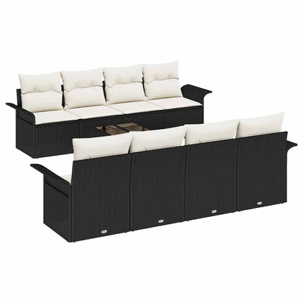 Trädgårdsoffset 9 pcs Svart Poly rattan
