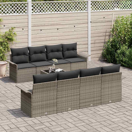 Trädgårdsoffset 9 pcs Grå Poly rattan