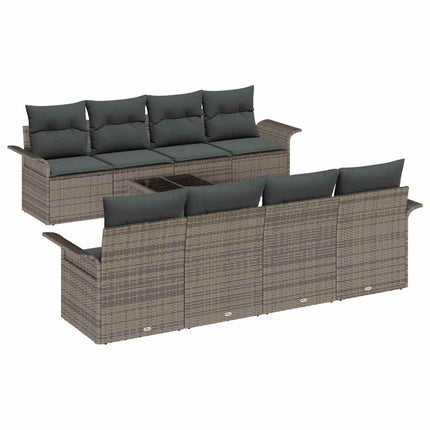 Trädgårdsoffset 9 pcs Grå Poly rattan