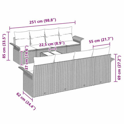 Trädgårdsoffset 9 pcs Beige Poly rattan