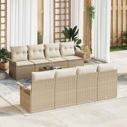Trädgårdsoffset 9 pcs Beige Poly rattan