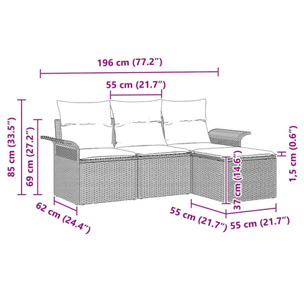 Soffset med kudde 4 pcs Grå konstrotting