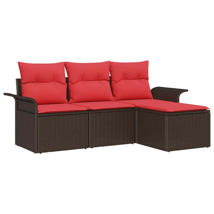 Trädgårdsoffset med kudde 4 pcs Brun konstrotting