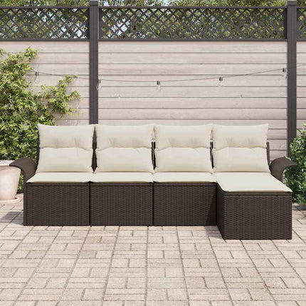 Utomhussoffa med kudde 5 pcs Brun konstrotting