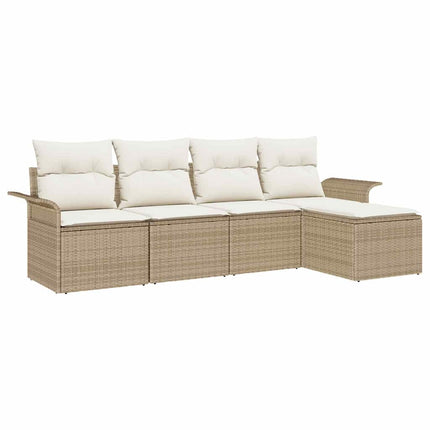 Utomhussoffa med kudde 5 pcs Beige konstrotting