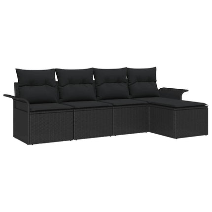 Utomhussoffa med kudde 5 pcs Svart konstrotting