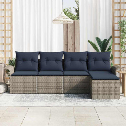 Trädgårdsoffset med kudde 5 pcs Grå konstrotting