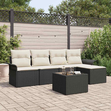 Utomhussoffa med kudde 6 pcs Svart konstrotting
