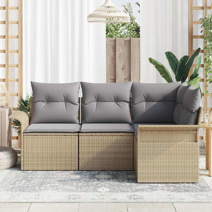 Trädgårdsoffset med kudde 4 pcs Beige konstrotting
