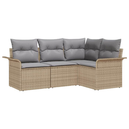 Trädgårdsoffset med kudde 4 pcs Beige konstrotting