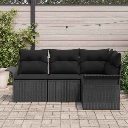 Trädgårdsoffset med kudde 4 pcs Svart konstrotting