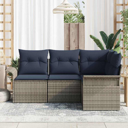 Trädgårdsoffset med kudde 4 pcs Grå konstrotting