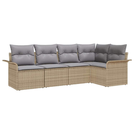 Trädgårdsoffset med kudde 5 pcs Beige konstrotting