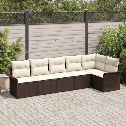 Trädgårdsoffset med kudde 6 pcs Brun konstrotting