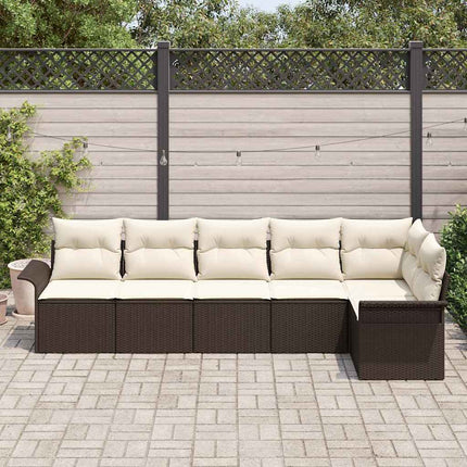 Trädgårdsoffset med kudde 6 pcs Brun konstrotting