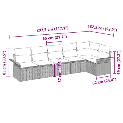 Trädgårdsoffset med kudde 6 pcs Beige konstrotting