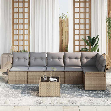 Trädgårdsoffset 7 st Beige konstrotting