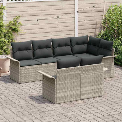 Trädgårdsoffset med kudde 7 pcs Ljusgrå konstrotting