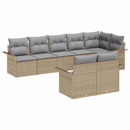 Trädgårdsoffset med kudde 8 pcs Beige konstrotting