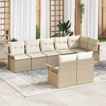 Trädgårdsoffset med kudde 8 pcs Beige konstrotting